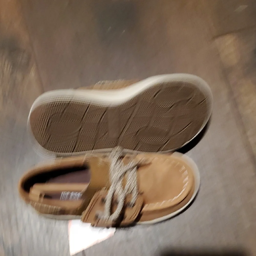 New Sperry Kids Brown Moccasins with White Soles Sz 8M